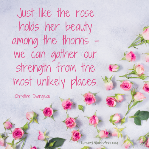 Just like the rose holds her beauty among the thorns - we can gather our strength from the most unlikely places.