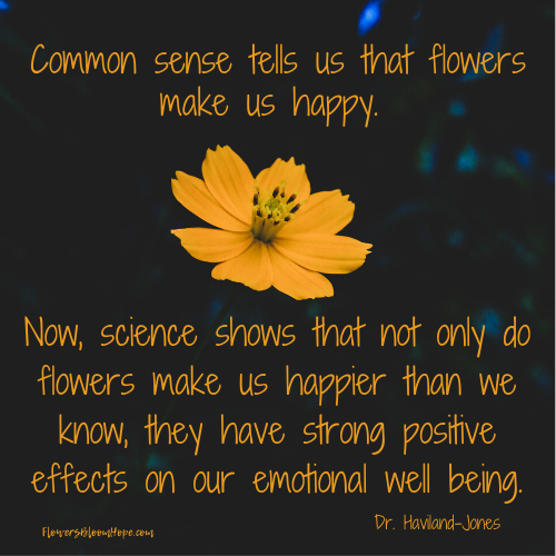 Common sense tells us that flowers make us happy. Now, science shows that not only do flowers make us happier than we know, they have strong positive effects on our emotional well being.