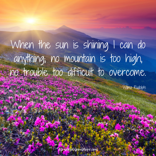 When the sun is shining I can do anything; no mountain is too high, no trouble too difficult to overcome.