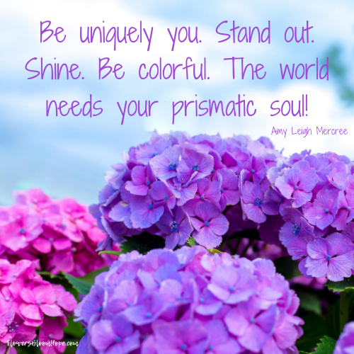 Be uniquely you. Stand out. Shine. Be colorful. The world needs your prismatic soul!