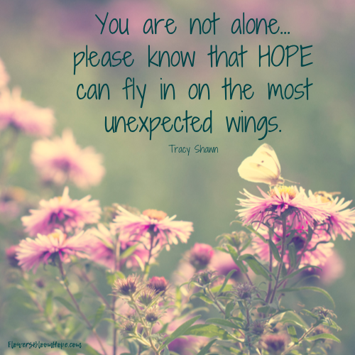 You are not alone...please know that hope can fly in on the most unexpected wings.