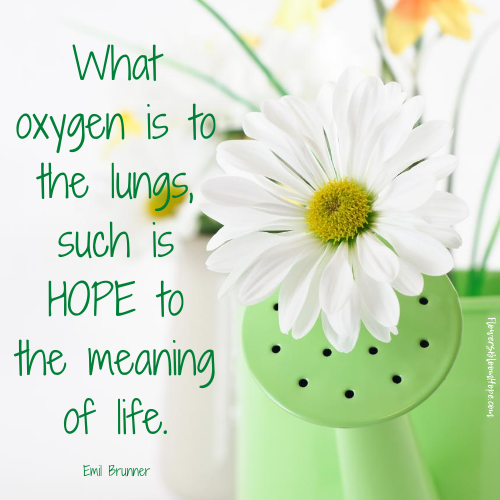 What oxygen is to the lungs, such is hope to the meaning of life.