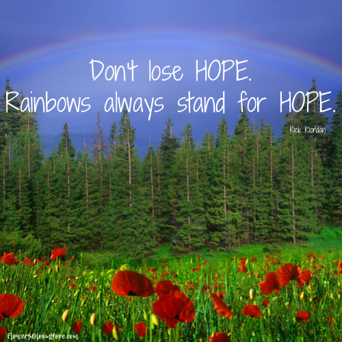 Don't lose hope. Rainbows always stand for hope.