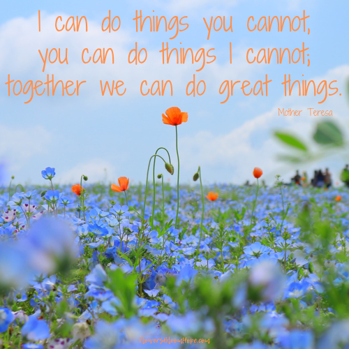I can do things you cannot, you can do things I cannot; together we can do great things.