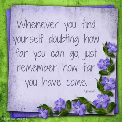 Whenever you find yourself doubting how far you can go, just remember how far you have come.