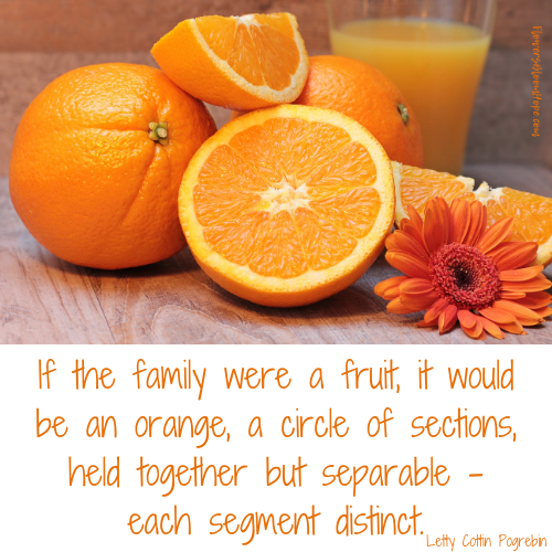 If the family were a fruit, it would be an orange, a circle of sections, held together but separable - each segment distinct.