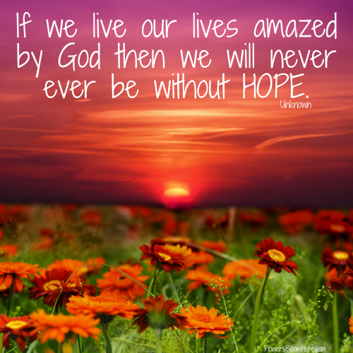 If we live our lives amazed by God then we will never ever be without hope.