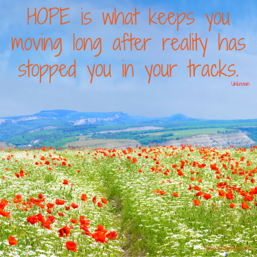 Hope is what keeps you moving long after reality has stopped you in your tracks.
