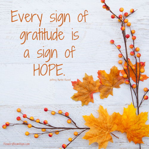 Every sign of gratitude is a sign of hope.