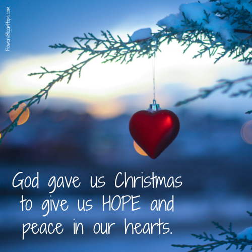 God gave us Christmas to give us hope and peace in our hearts.