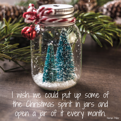 I wish we could put up some of the Christmas spirit in jars and open a jar of it every month.