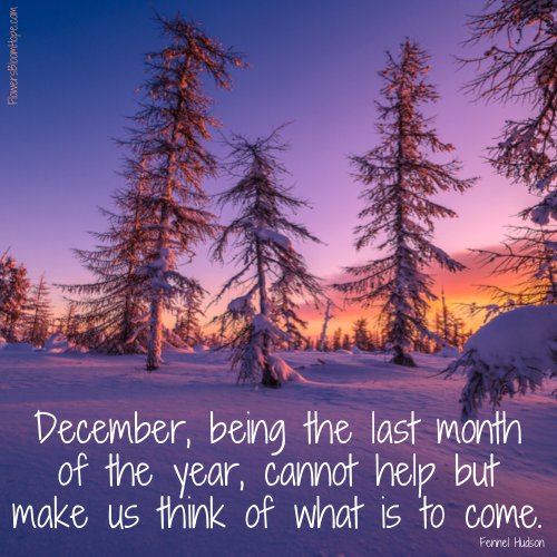December, being the last month of the year, cannot help but make us think of what is to come.