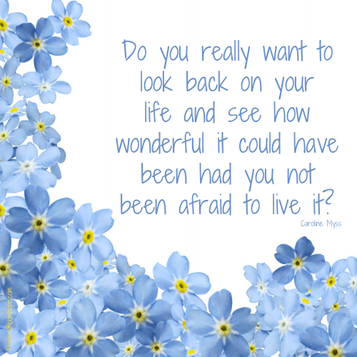 Do you really want to look back on your life and see how wonderful it could have been had you not been afraid to live it?