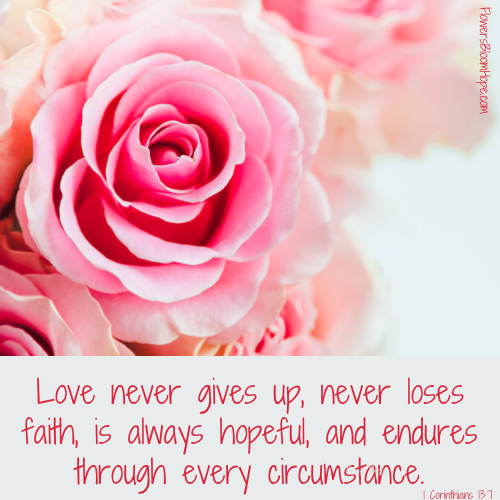 Love never gives up, never loses faith, is always hopeful, and endures through every circumstance.