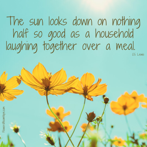 The sun looks down on nothing half so good as a household laughing together over a meal.