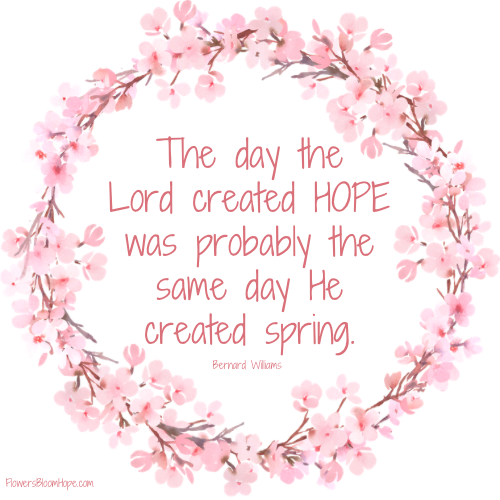 The day the Lord created HOPE was probably the same day He created spring.