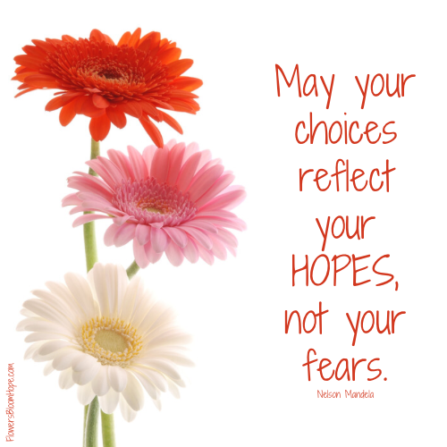 May your choices reflect your HOPES, not your fears.