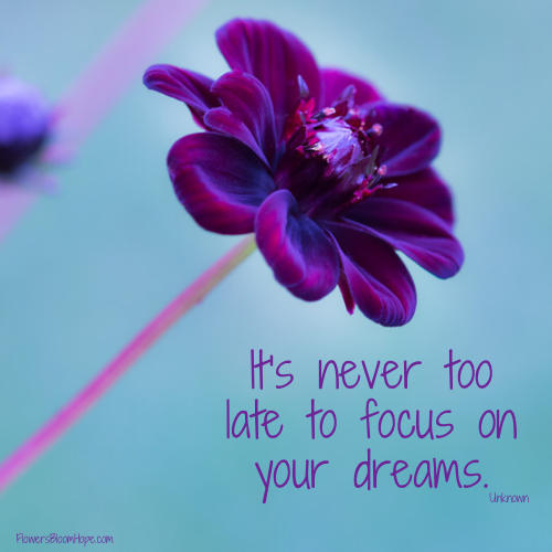 It’s never too late to focus on your dreams.