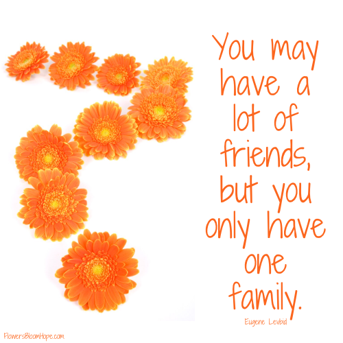 You may have a lot of friends, but you only have one family.