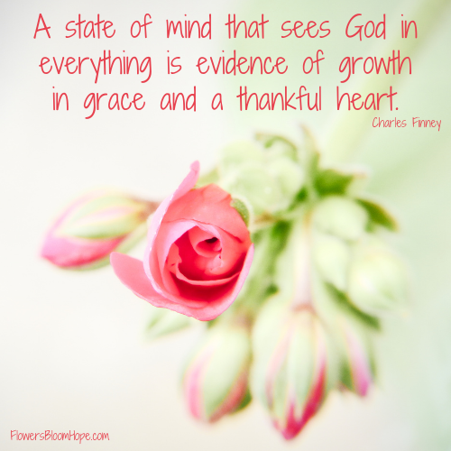 A state of mind that sees God in everything is evidence of growth in grace and a thankful heart.