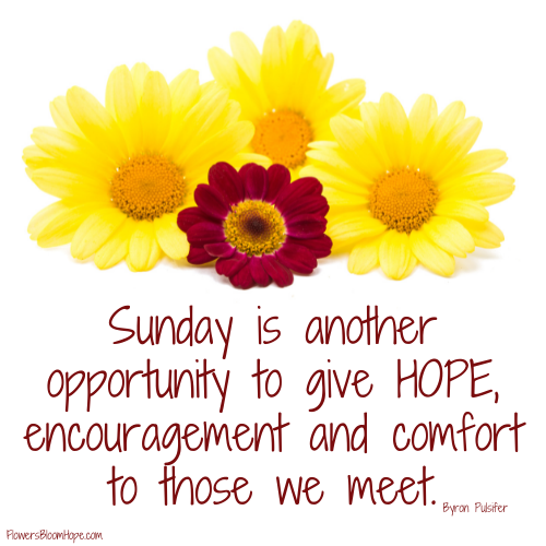 Sunday is another opportunity to give HOPE, encouragement and comfort to those we meet.