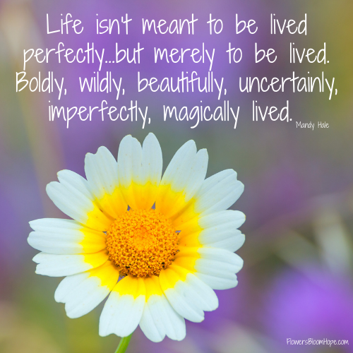 Life isn’t meant to be lived perfectly…but merely to be lived. Boldly, wildly, beautifully, uncertainly, imperfectly, magically lived.