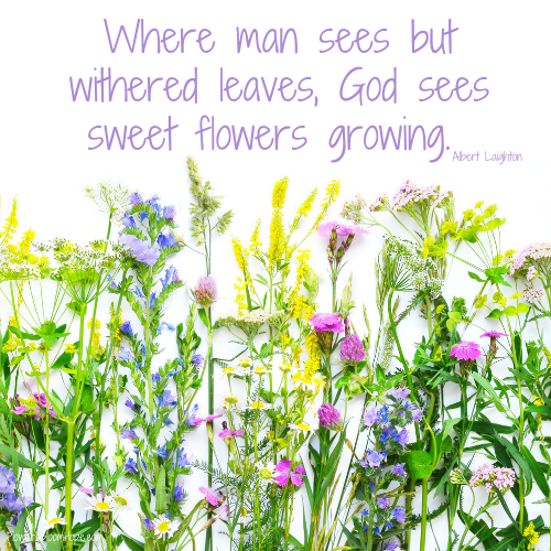 Where man sees but withered leaves, God sees sweet flowers growing.