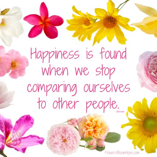 Happiness is found when we stop comparing ourselves to other people.