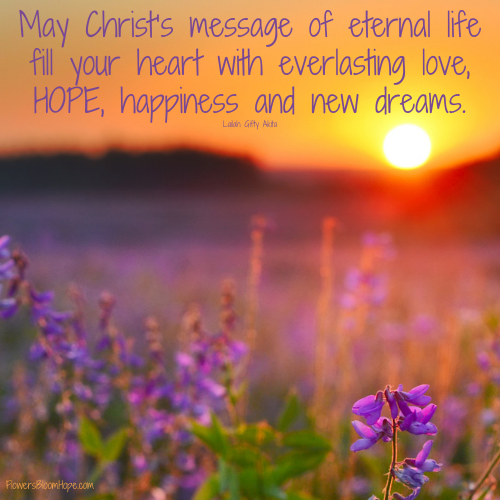 May Christ’s message of eternal life fill your heart with everlasting love, HOPE, happiness and new dreams.