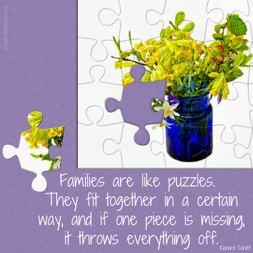 Families are like puzzles. They fit together in a certain way, and if one piece is missing, it throws everything off.