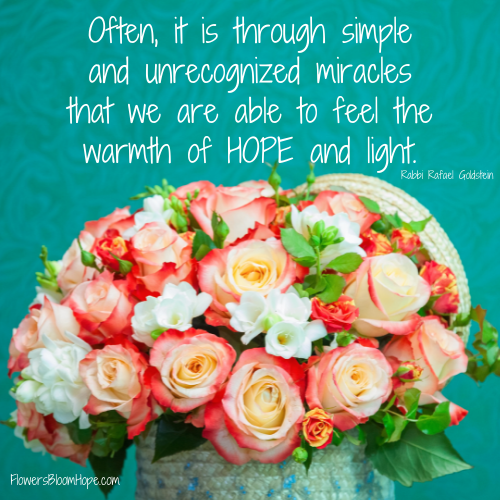 Often, it is through simple and unrecognized miracles that we are able to feel the warmth of HOPE and light.