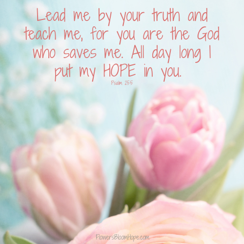 Lead me by your truth and teach me, for you are the God who saves me. All day long I put my HOPE in you.