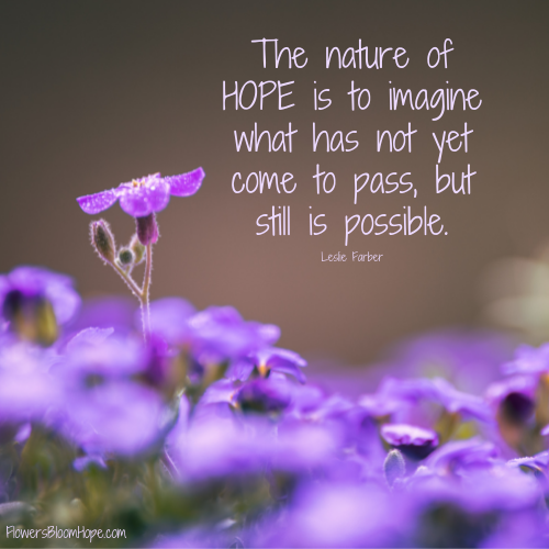 The nature of HOPE is to imagine what has not yet come to pass, but still is possible.