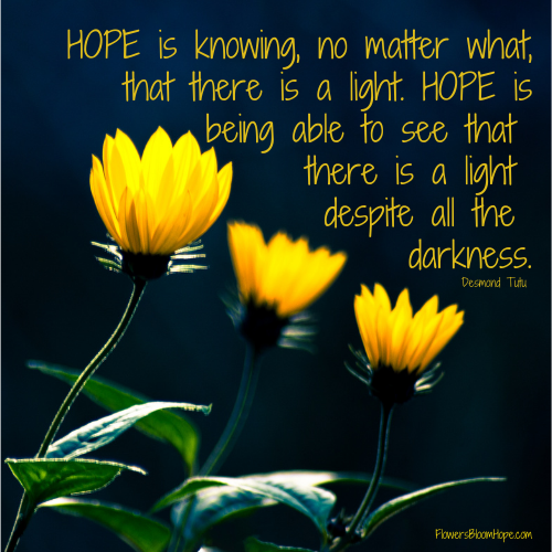 HOPE is knowing, no matter what, that there is a light. HOPE is being able to see that there is a light despite all the darkness.