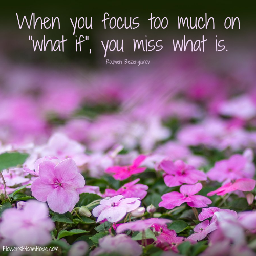 When you focus too much on “what if”, you miss what is.