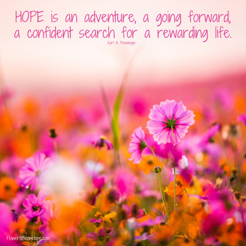 HOPE is an adventure, a going forward, a confident search for a rewarding life.