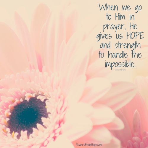 When we go to Him in prayer, He gives us HOPE and strength to handle the impossible.