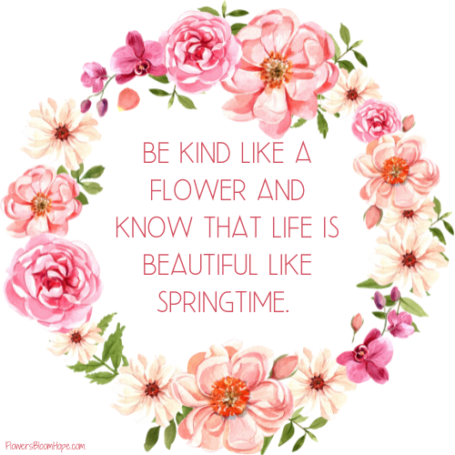 Be kind like a flower and know that life is beautiful like springtime.