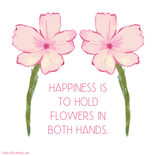Happiness is to hold flowers in both hands.