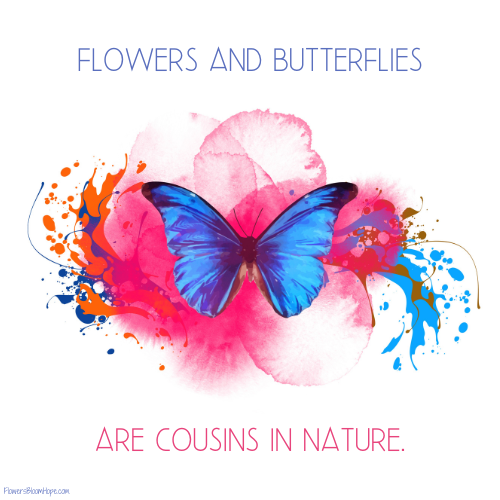 Flowers and butterflies are cousins in nature.