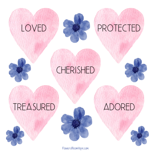 loved, protected, cherished, treasured, adored