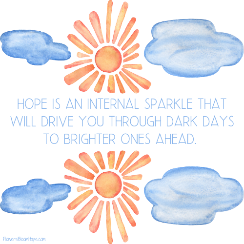 Hope is an internal sparkle that will drive you through dark days to brighter ones ahead.