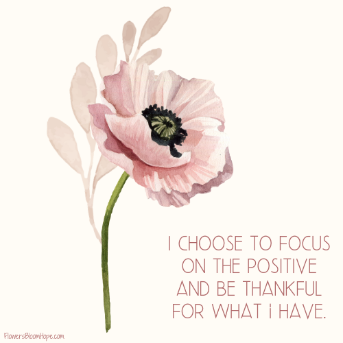 I choose to focus on the positive and be thankful for what I have.