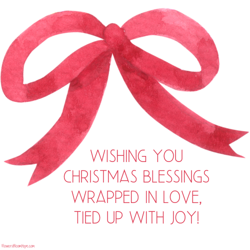 Wishing you Christmas blessings wrapped in love, tied up wtih joy!