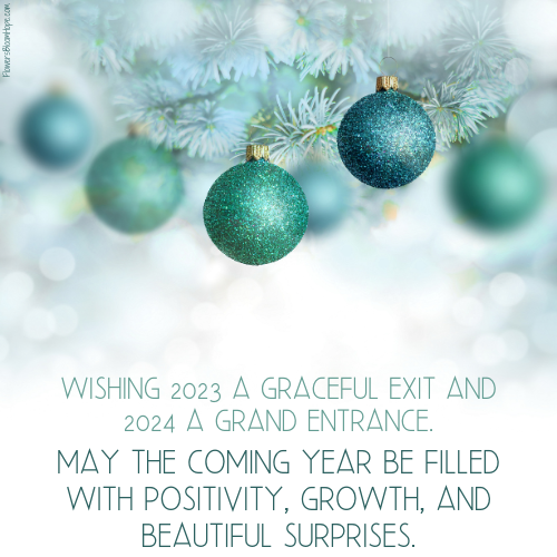 Wishing 2023 a graceful exit and 2024 a grand entrance. May the coming year be filled with positivity, growth, and beautiful surprises.