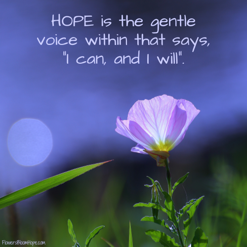 HOPE is the gentle voice within that says, “I can, and I will”.