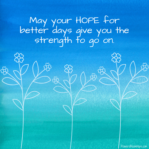 May your HOPE for better days give you the strength to go on.