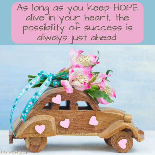 As long as you keep HOPE alive in your heart, the possibility of success is always just ahead.