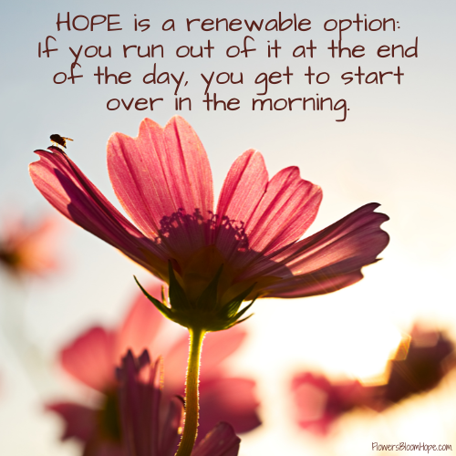 HOPE is a renewable option: If you run out of it at the end of the day, you get to start over in the morning.