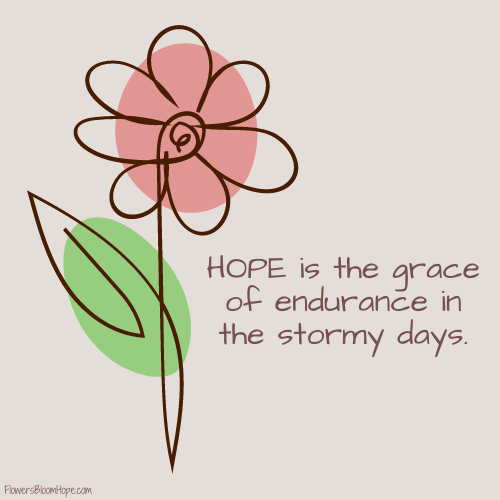 HOPE is the grace of endurance in the stormy days.